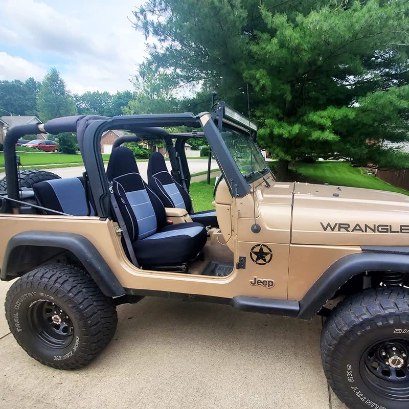 GEARFLAG Custom Fit Seat Cover for Wrangler TJ 1997-2002 - Full Set Diving Suit Grade Neoprene Waterproof Dirtproof - Ultimate Protection for Front and Rear Seats - Gray/Black Design - Image 2